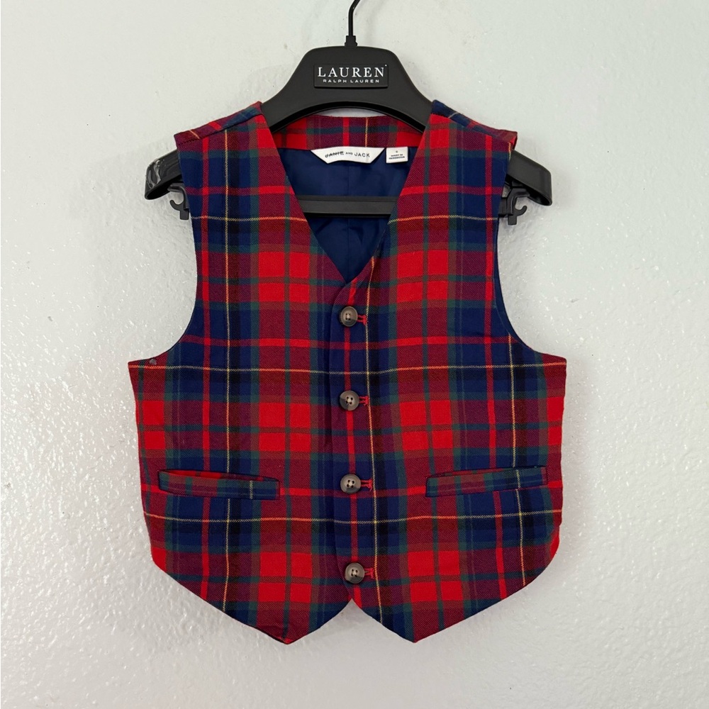 Janie and Jack Kid Boy Christmas Holiday Vest Size: 5 * Flawed*